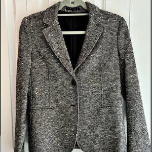 Theory Black and White Wool Blazer